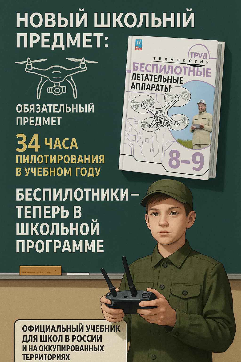 РОССИЯ ГОТОВИТ ШКОЛЬНИКОВ К ВОЙНЕ С 8 КЛАССА: ВВЕДЁН УЧЕБНИК ПО БЕСПИЛОТНИКАМ